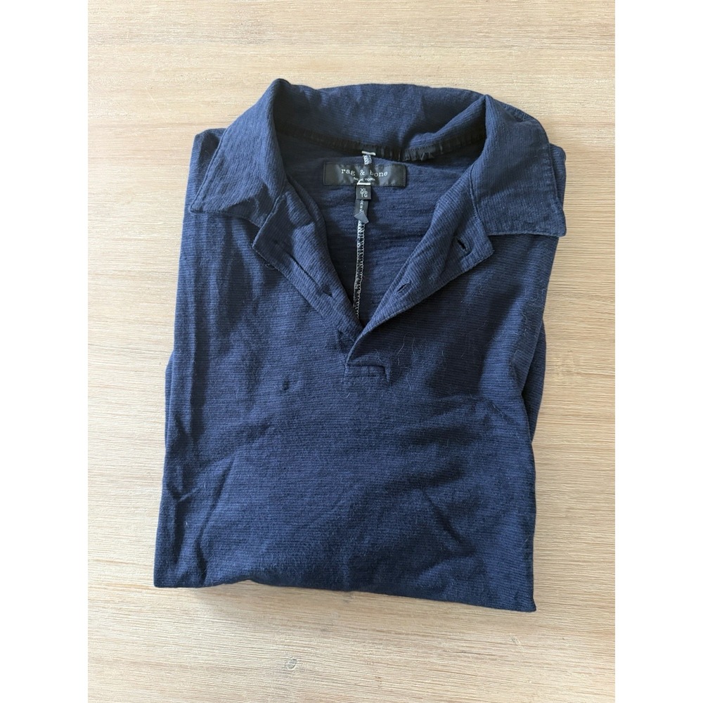Rag & Bone Shirt Mens XL Slim Fit Indigo Lightweight Breathable Slub Linen